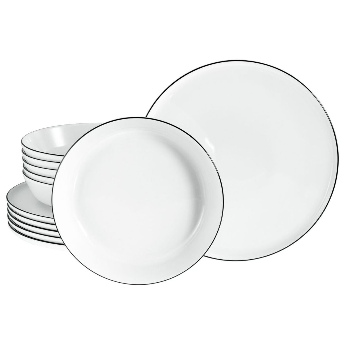 CreaTable Chef Collection - Tafelservice 12-tlg; weiß/schwarz