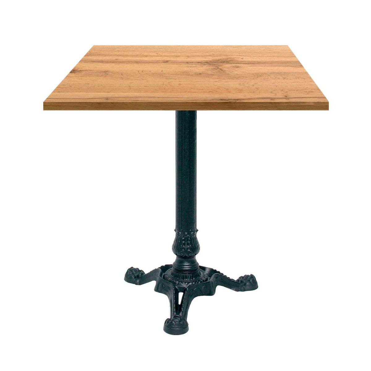 RestooTab Tisch Bistrot quadratisch - Dekor Stein & Holz 70x70x75 cm (LxBxH); eiche; Gestell schwarz; quadratisch