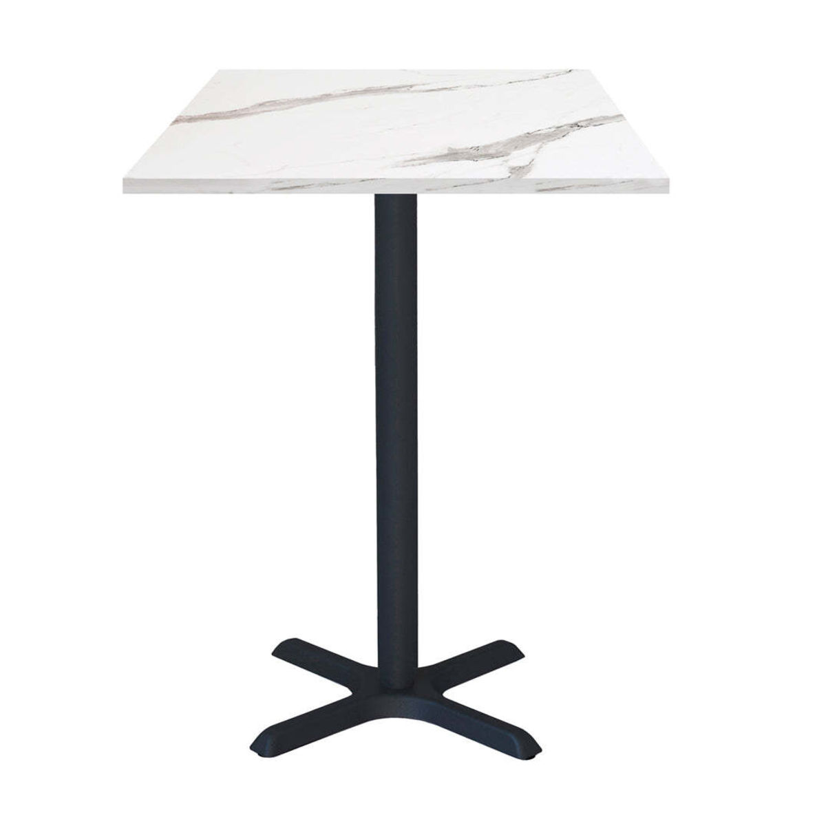 RestooTab Stehtisch Dina quadratisch - Dekor Stein 60x60x112 cm (LxBxH); Platte weiß, Gestell schwarz; quadratisch