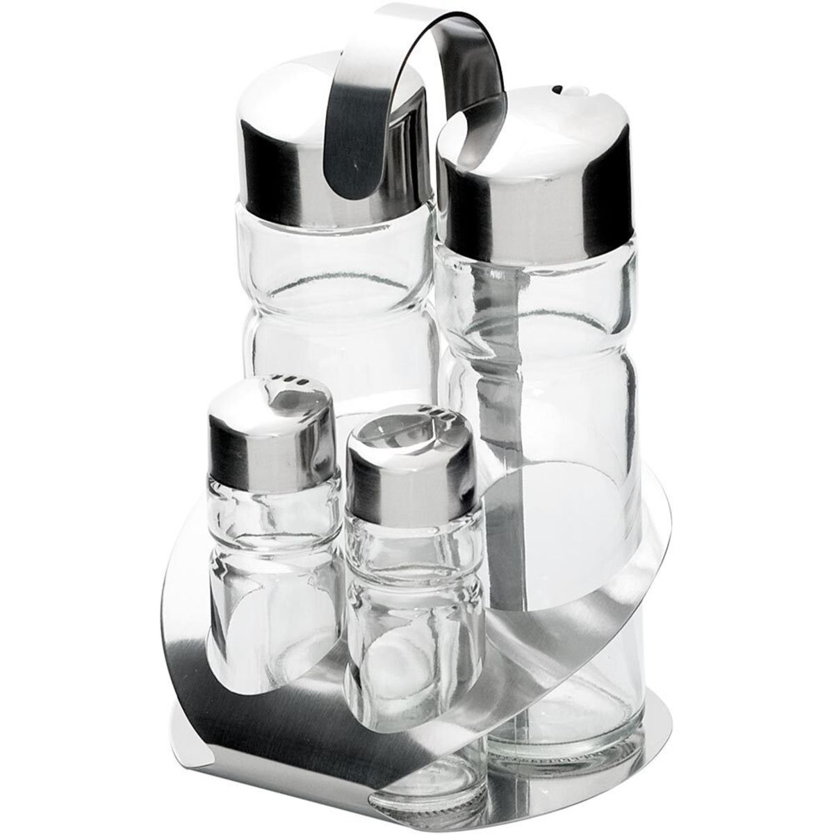Stalgast Menage 4-teilig, Salz/Pfeffer/Essig/Öl 12x18x11.5 cm (BxHxT); silber/transparent