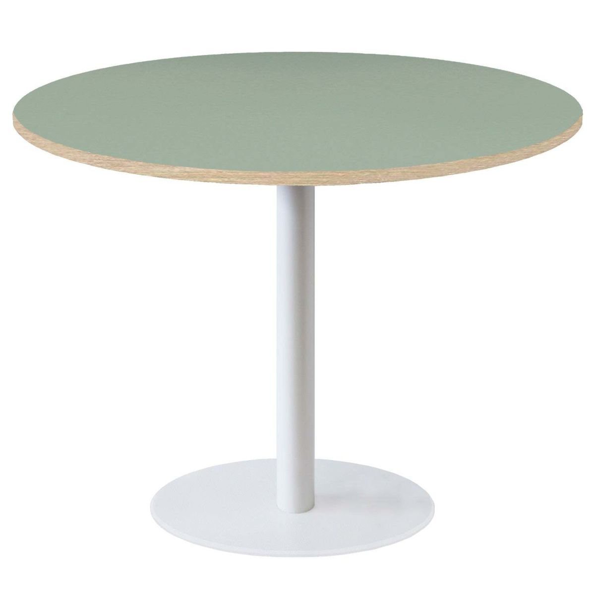 Tavolo Roma XL rotondo base bianco - laminato tinta unita RestooTab; 75x120 cm (HxØ); verde chiaro/marrone; rotonda