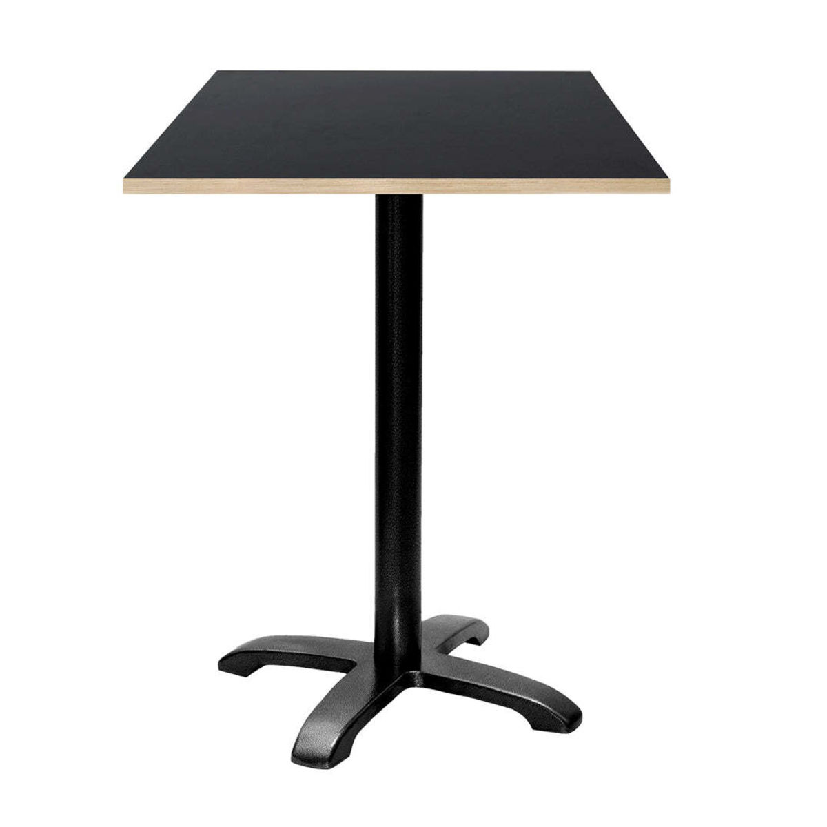 RestooTab Stehtisch Bazila quadratisch - Dekor Holz & Uni 60x60x112 cm (LxBxH); Platte schwarz, Gestell schwarz; quadratisch