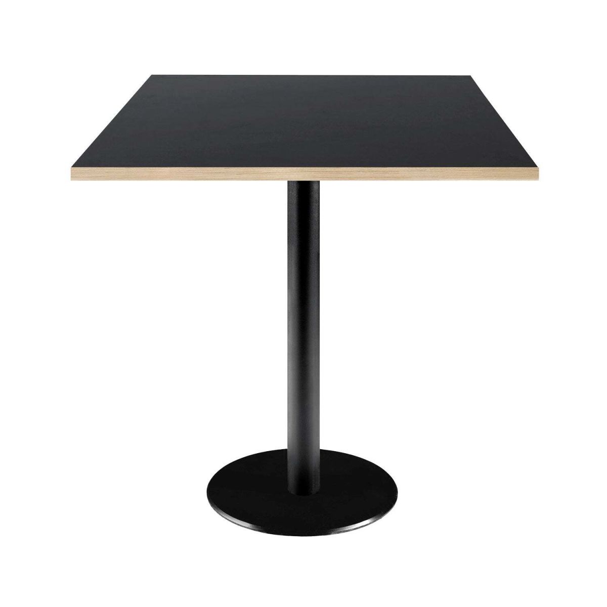 RestooTab Tisch Rome quadratisch - Dekor Uni 70x70x75 cm (LxBxH); Platte schwarz, Gestell schwarz; quadratisch