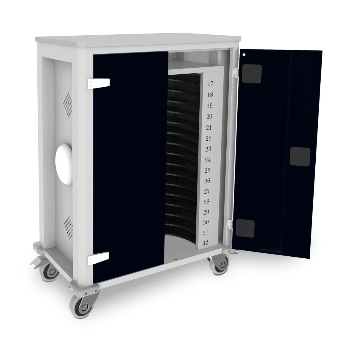 rotstahl Tabletwagen Power für 32 Tablets mit lichtgrauem Korpus + Access Point 73x44x105 cm (BxTxH); schwarz