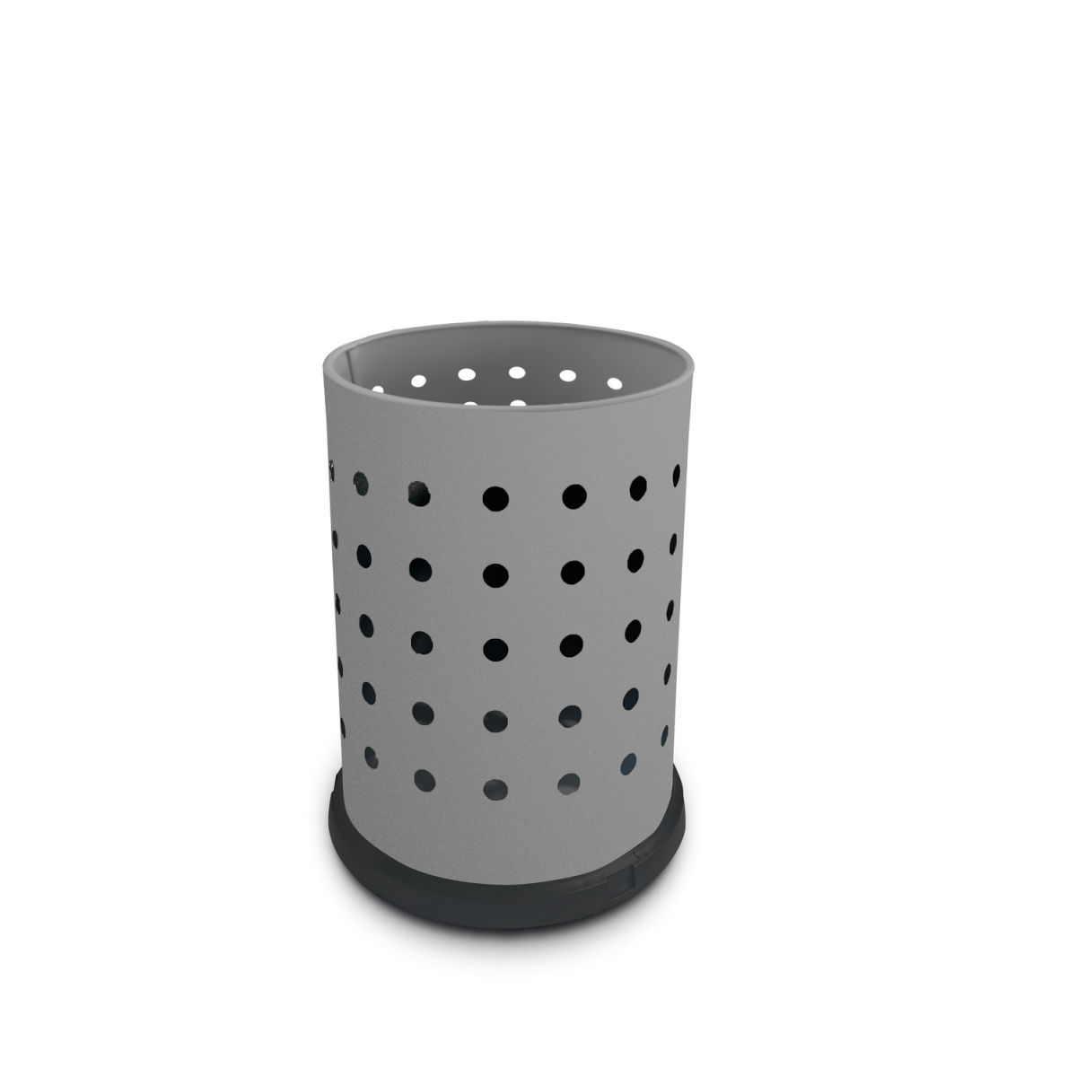 STIL CASA Stil Casa Abfallbehälter für den Innenbereich, perforierter, lackierter Stahl, Bodenschutzrand aus Kunststoff 15 l, 25.2x25.2x25x34 cm (LxBxØxH); grau