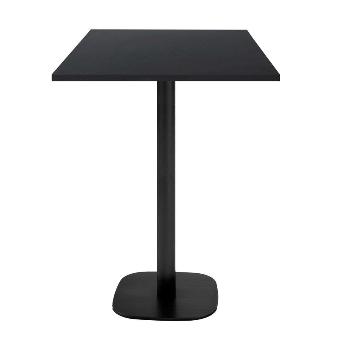 RestooTab Stehtisch Round quadratisch - Dekor Stein & Holz 60x60x113 cm (LxBxH); Platte schwarz, Gestell schwarz; quadratisch
