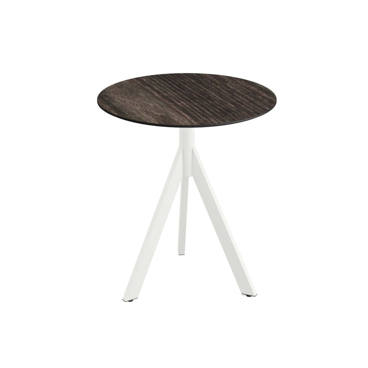 Feros Infinity Tripod Terrassentisch frame + HPL Ø70 cm 74x70 cm (HxØ); weiß/dunkelbraun; rund