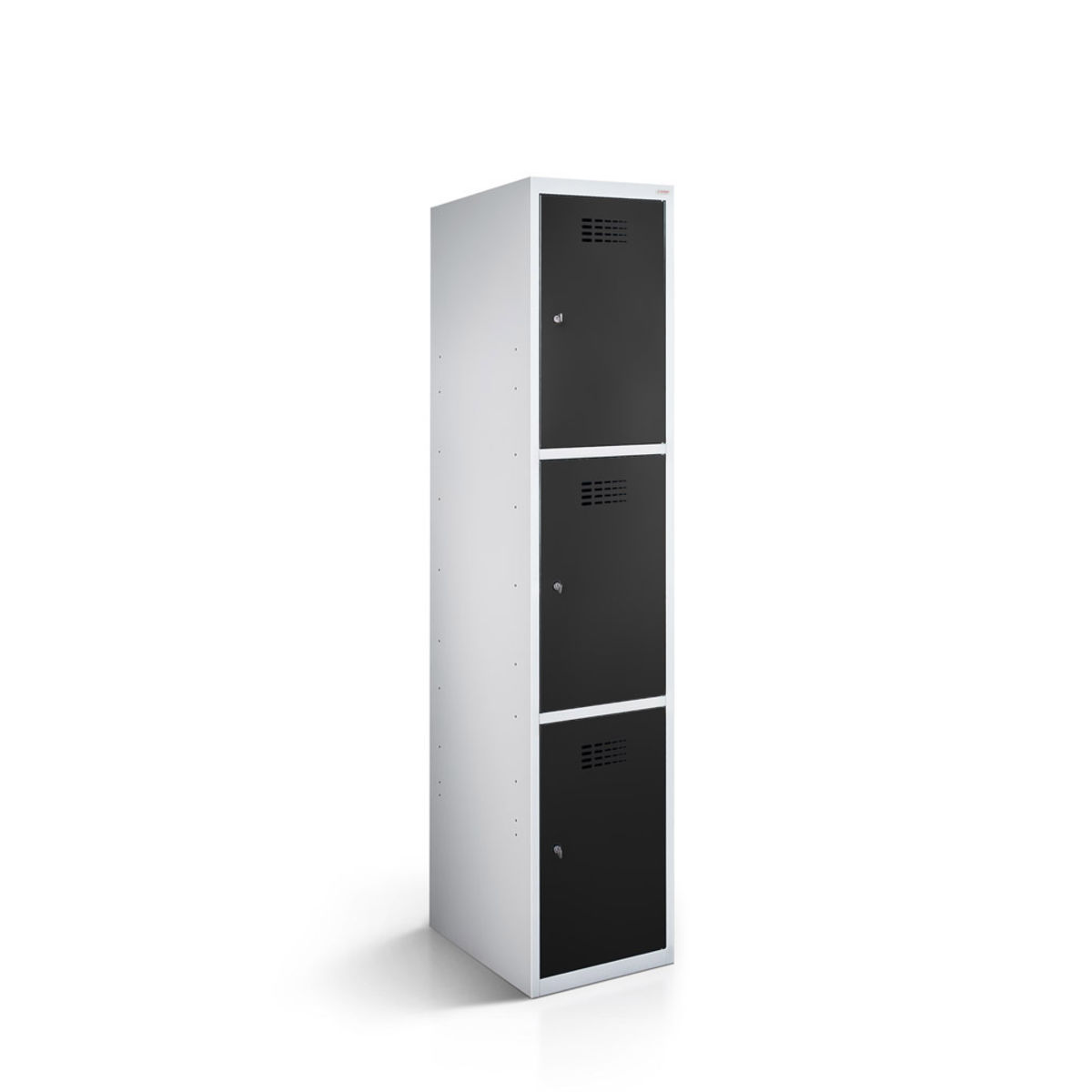 rotstahl Fächerschrank 3 Fächer mit lichtgrauem Korpus 30x50x180 cm (BxTxH); schwarz