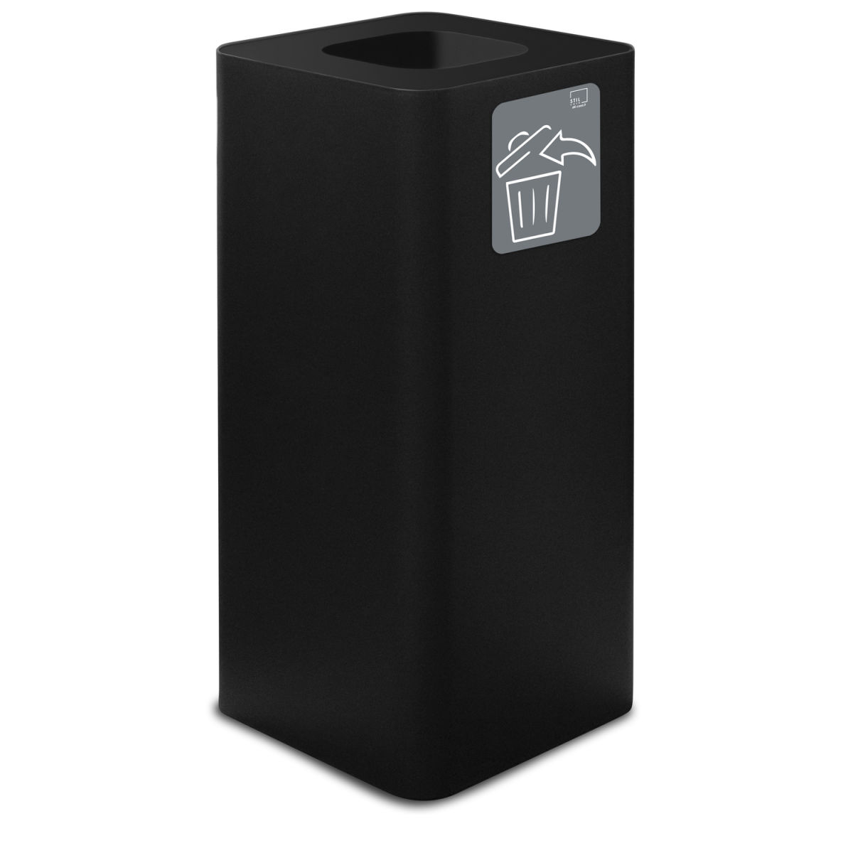 STIL CASA Stil Casa PURE Abfallsammelbehälter, Stahl lackiert 100 l, 38.3x38.3x82.5 cm (LxBxH); schwarz; rechteckig