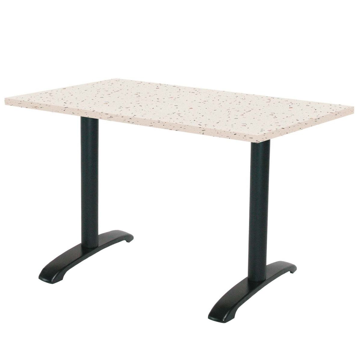 RestooTab Tisch Bazila rechteckig - Dekor Stein & Holz 160x80x74 cm (LxBxH); Platte terrazzo, Gestell schwarz; rechteckig
