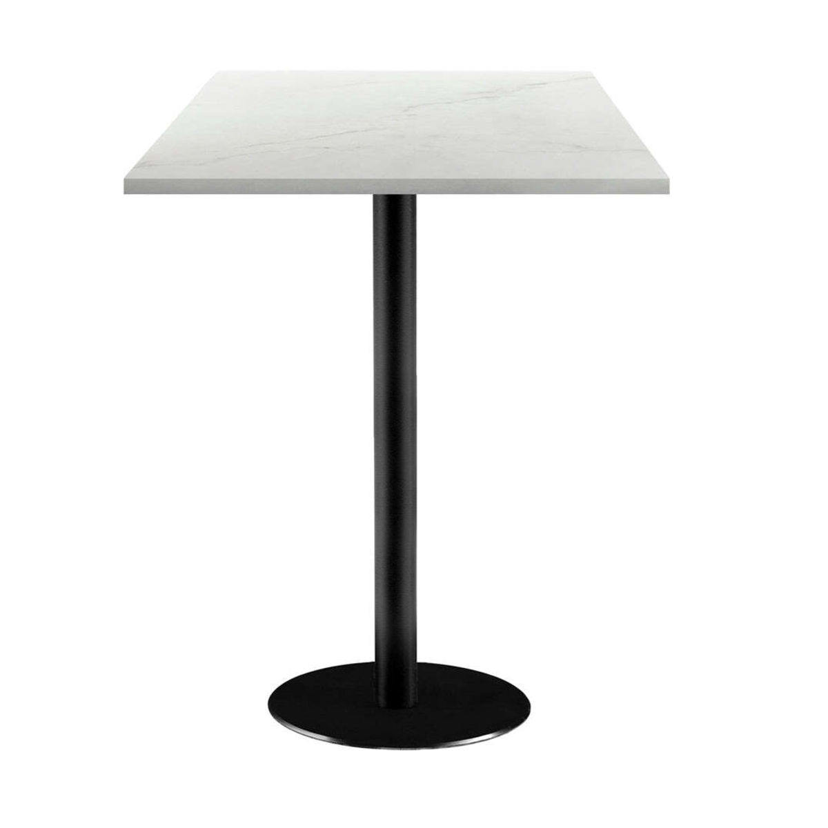 RestooTab Stehtisch Rome quadratisch - Dekor Stein 60x60x113 cm (LxBxH); Platte weiß/beige/marmoriert, Gestell schwarz; quadratisch
