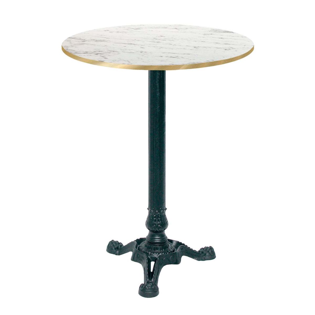 RestooTab Stehtisch Bistrot rund - Kanten messingfarben 60x60x113x60 cm (LxBxHxØ); weiß/marmoriert/messing; Gestell schwarz; rund