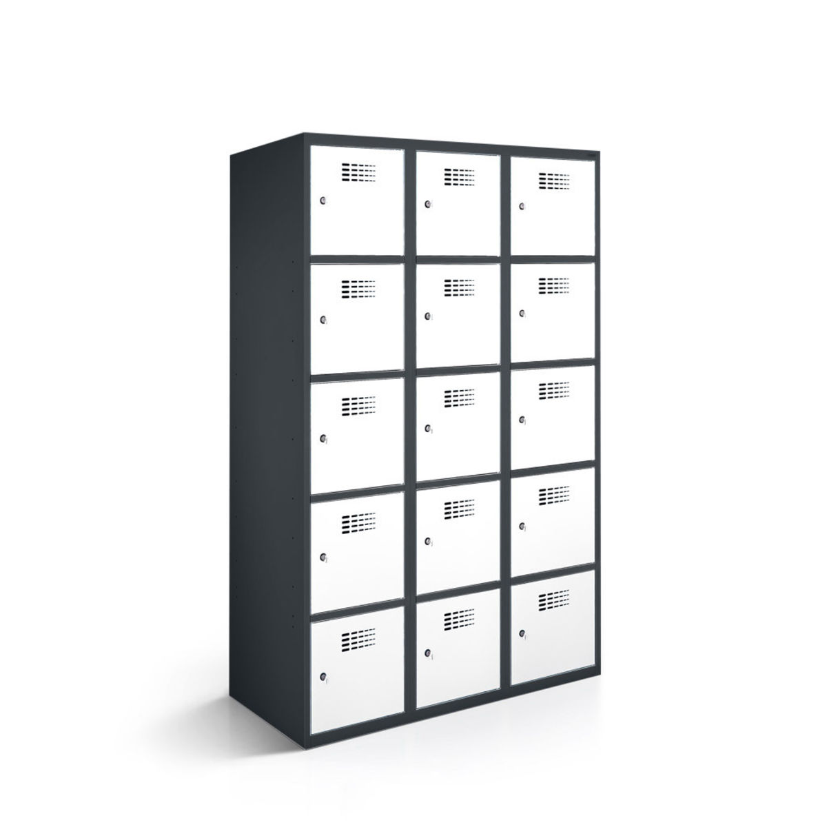 rotstahl Fächerschrank 15 Fächer mit anthrazitgrauem Korpus 90x50x180 cm (BxTxH); weiß