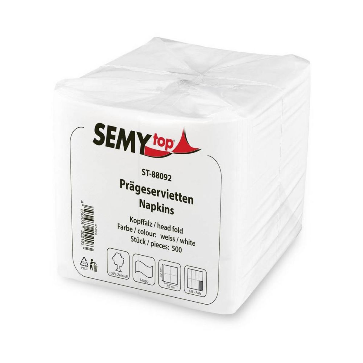 Plock Prägeservietten 32x32 cm, 1-lagig; 32x32 cm (BxL); weiß; 5000 Stück / Pack