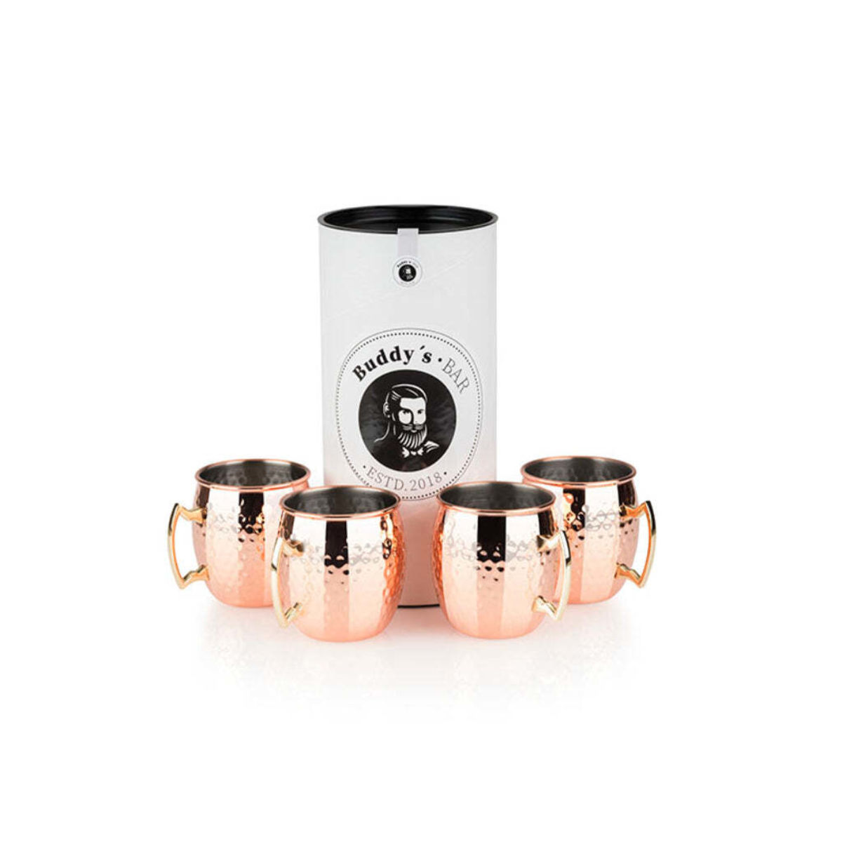 Buddy’s Bar Becher -MOSCOW MULE-, 4er-Set, Edelstahl gehämmert; 500 ml, 8.9x10 cm (ØxH); kupfer/silber; 4 Stück / Pack