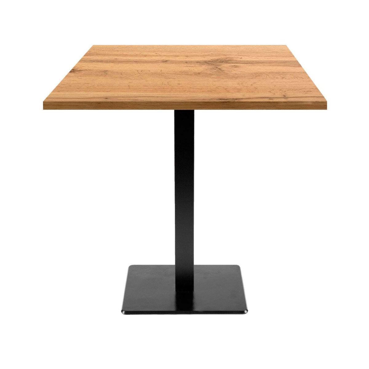 RestooTab Tisch Milan quadratisch - Dekor Stein & Holz 70x70x75 cm (LxBxH); Platte eiche, Gestell schwarz; quadratisch