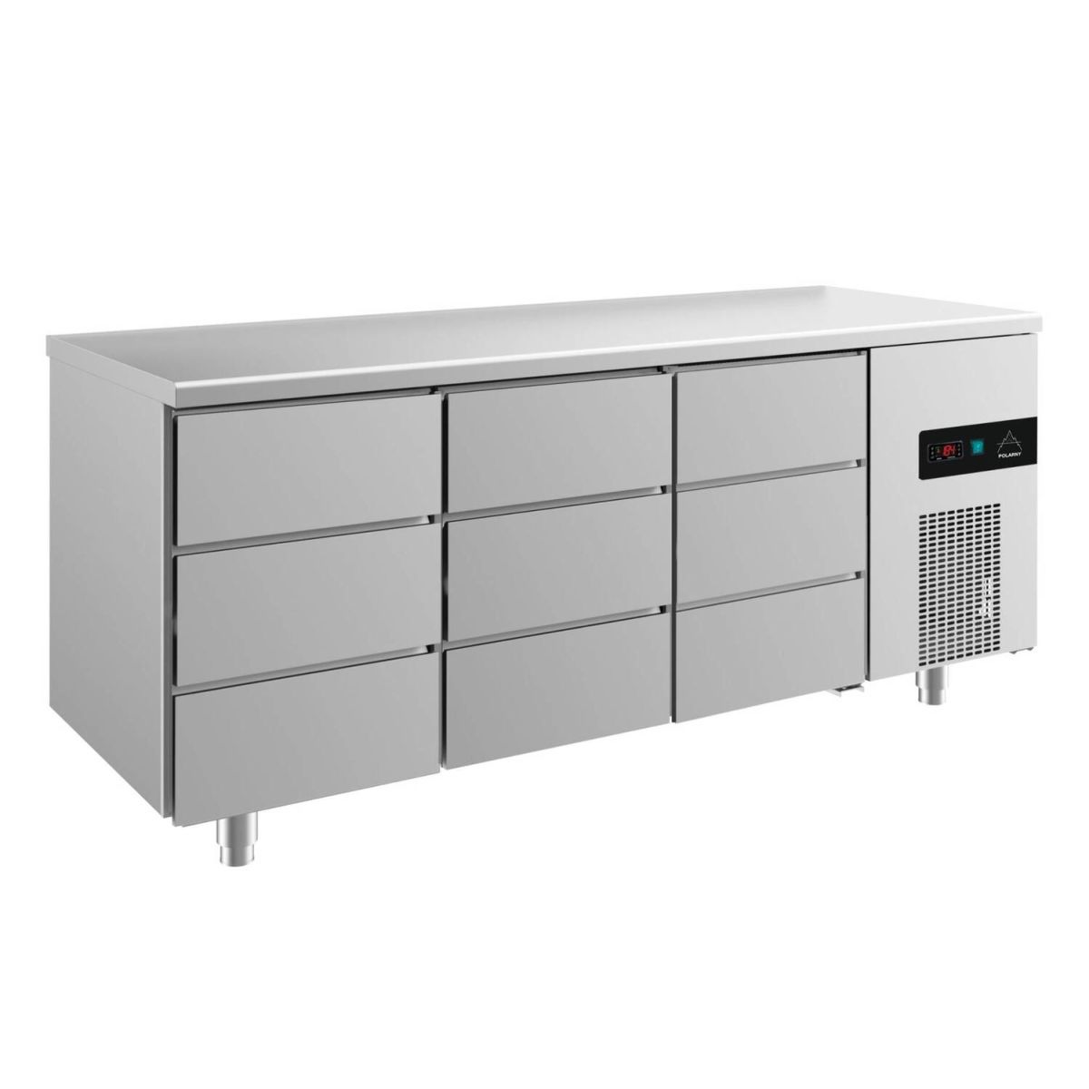 A&S Polarny Kühltisch -2 bis +8°C 1865x700x850mm mit 3x drei Schubladen 186.5x85x70 cm (BxHxT); silber