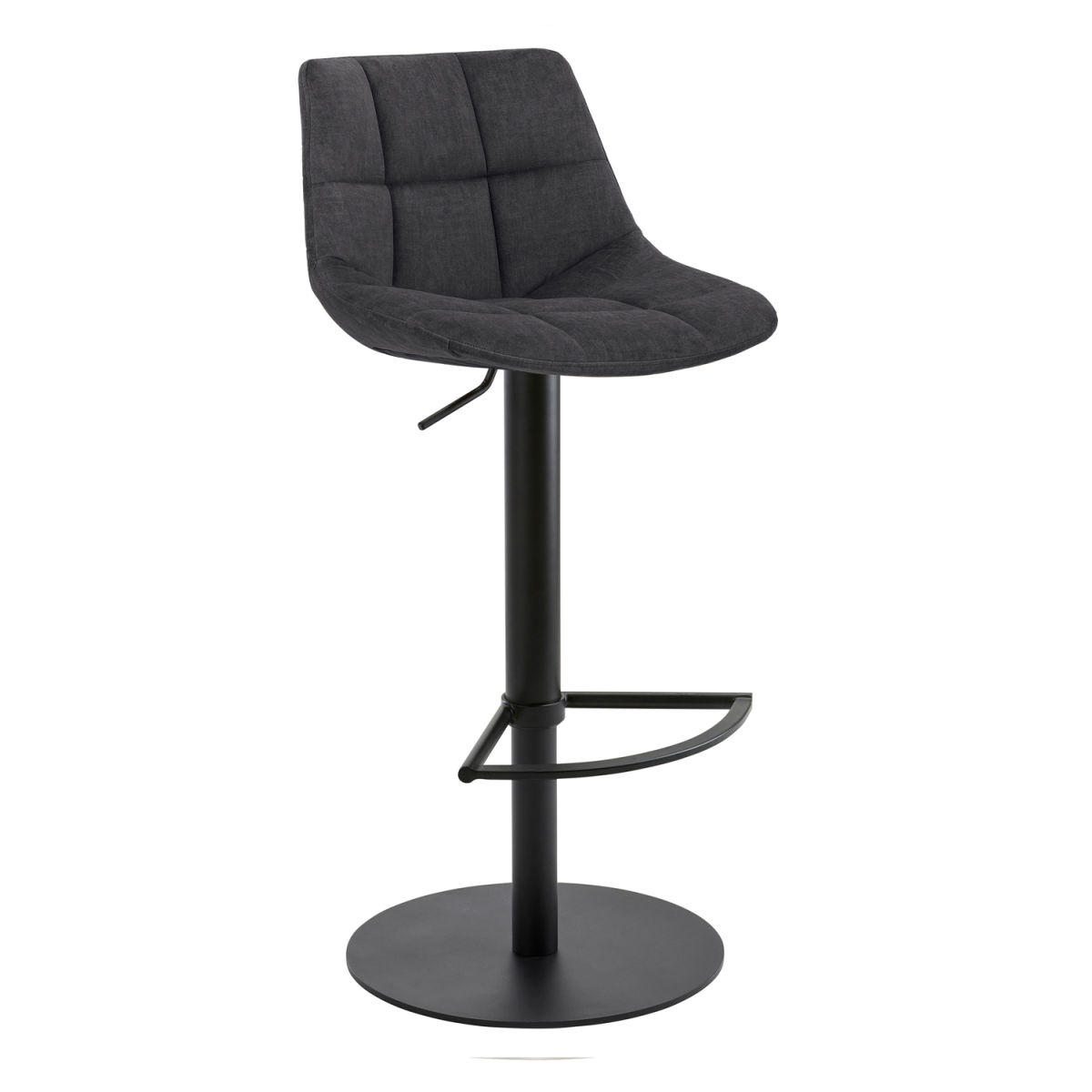 Mayer Sitzmöbel Barhocker höhenverstellbar Rautensteppung Samt 48x49x79.5 cm (BxTxH); Sitz anthrazit, Gestell schwarz