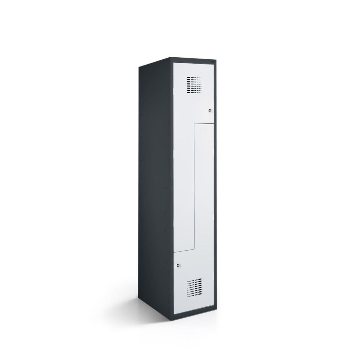 rotstahl Z-Spind 2 Türen mit anthrazitgrauem Korpus 40x50x180 cm (BxTxH); hellgrau