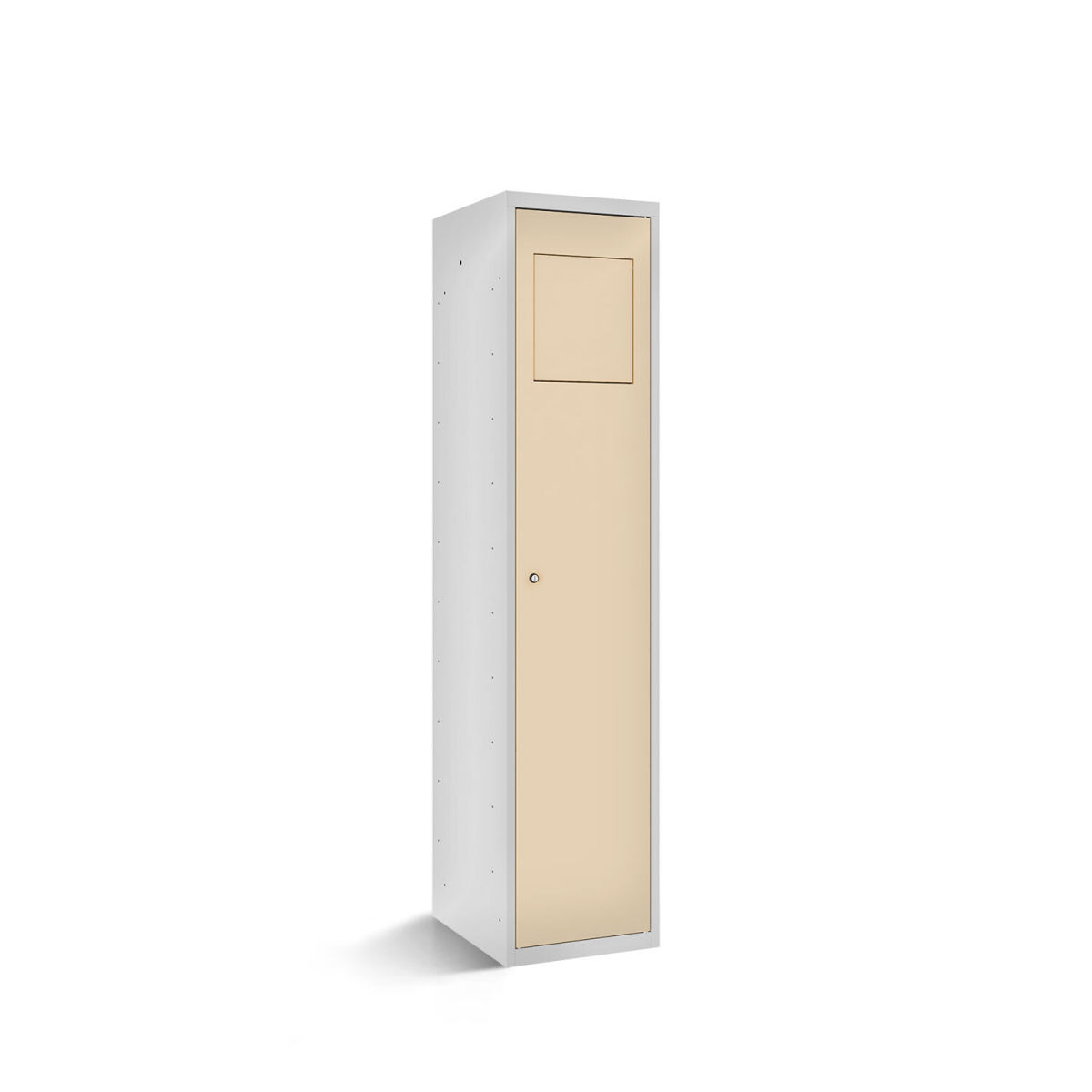 rotstahl Wäschesammelschrank mit Einwurfklappe mit lichtgrauem Korpus 40x50x180 cm (BxTxH); elfenbein