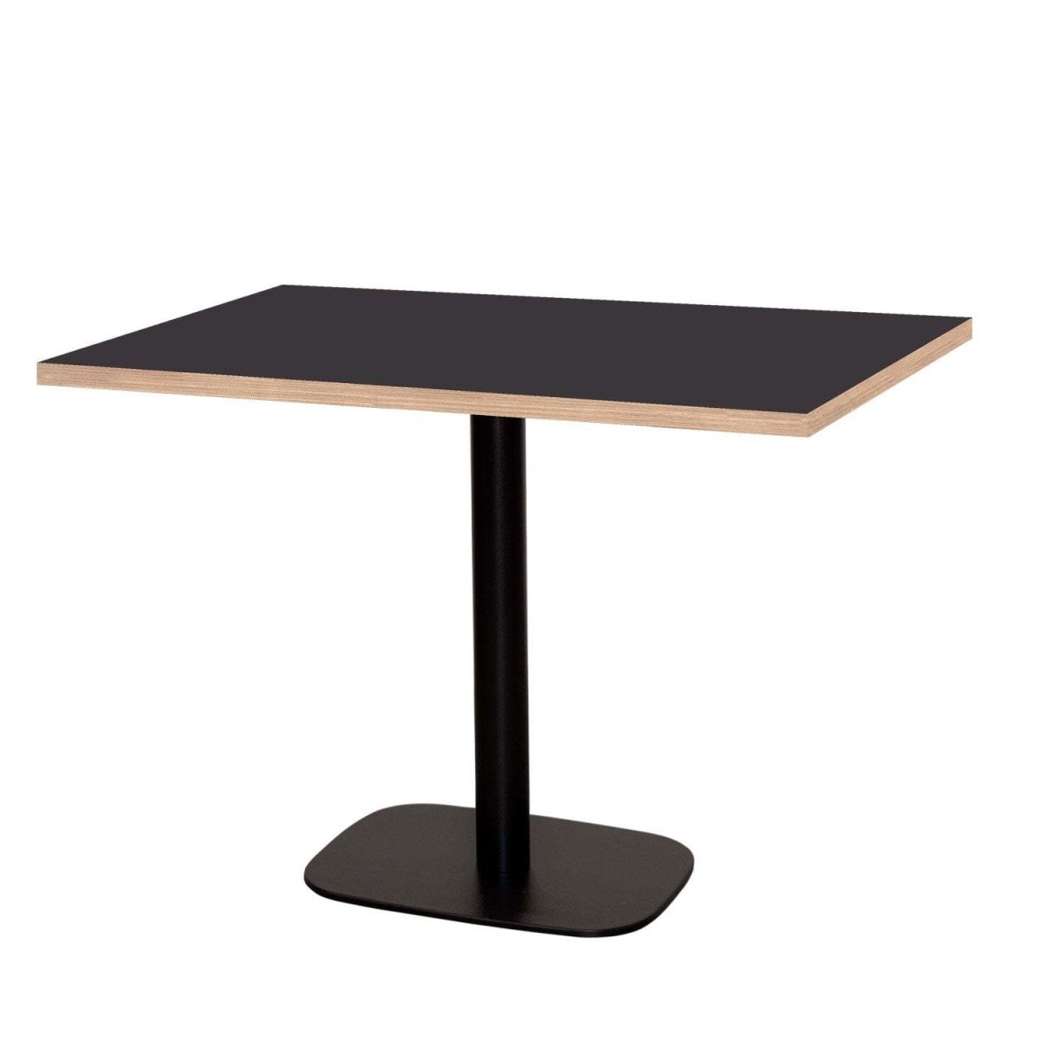 RestooTab Tisch Round rechteckig - Dekor Stein & Holz 120x70x75 cm (LxBxH); Platte schwarz, Gestell schwarz; rechteckig