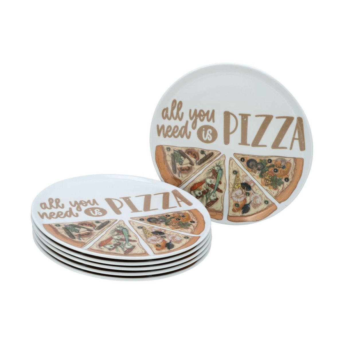 CreaTable Europa all you need - Pizzateller 33 cm 6-tlg 33x2 cm (ØxH); mehrfarbig; rund; 6 Stück / Pack