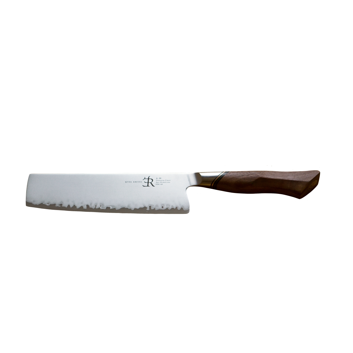 Ryda Knives Nakiri-Messer A30 Klingenlänge 18 cm, 32 cm (L); silber/braun