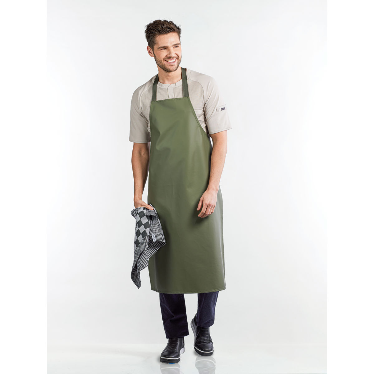 Chaud Devant Latzschürze Waterproof Green W75 – L110 110x75 cm (LxB); oliv