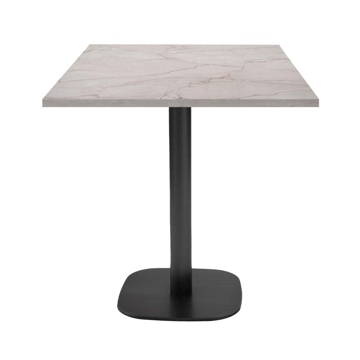 RestooTab Tisch Round quadratisch - Dekor Stein & Holz 70x70x75 cm (LxBxH); Platte beige, Gestell schwarz; quadratisch