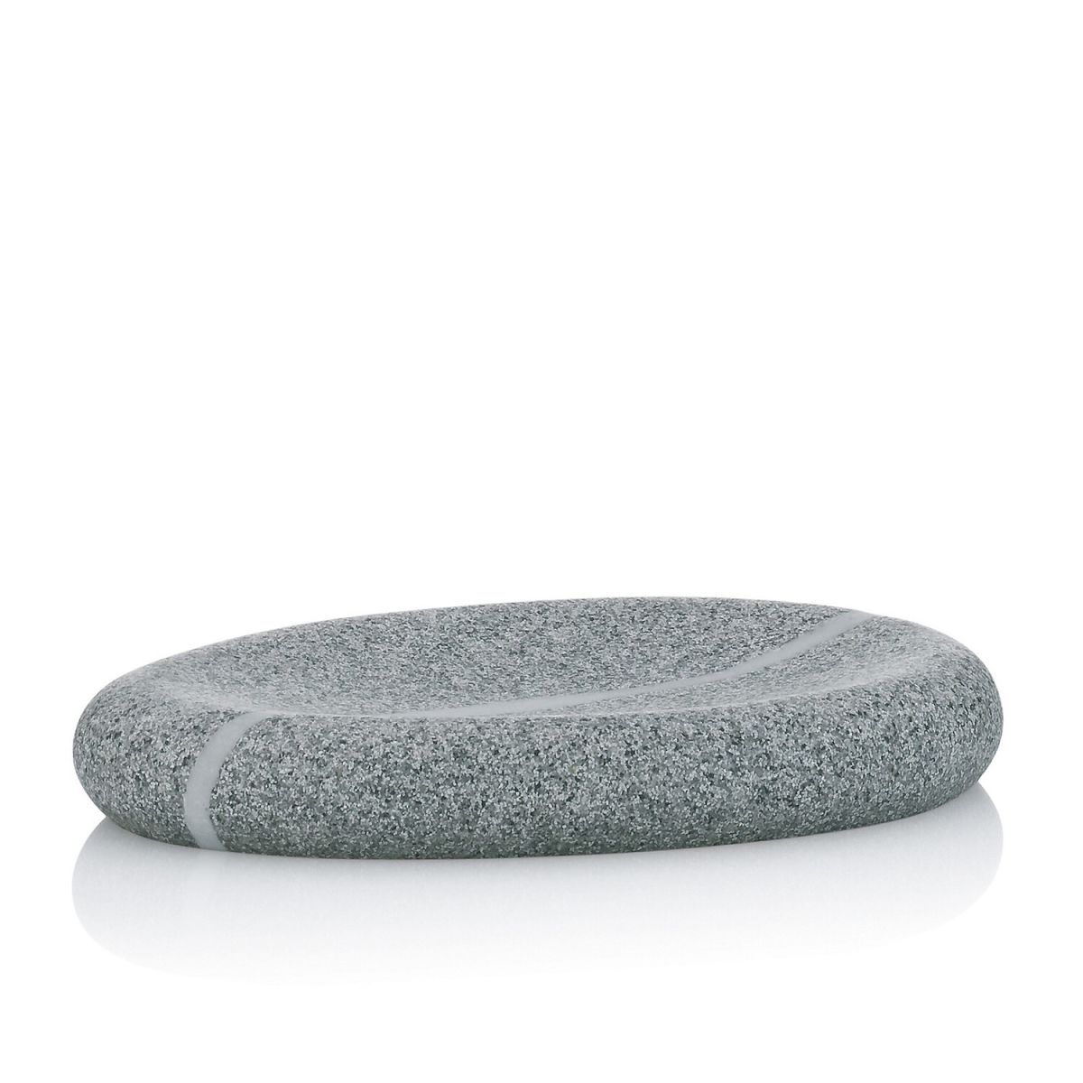 KELA Porte Savon Ovale Gris en Polyester Aspect Pierre Naturelle