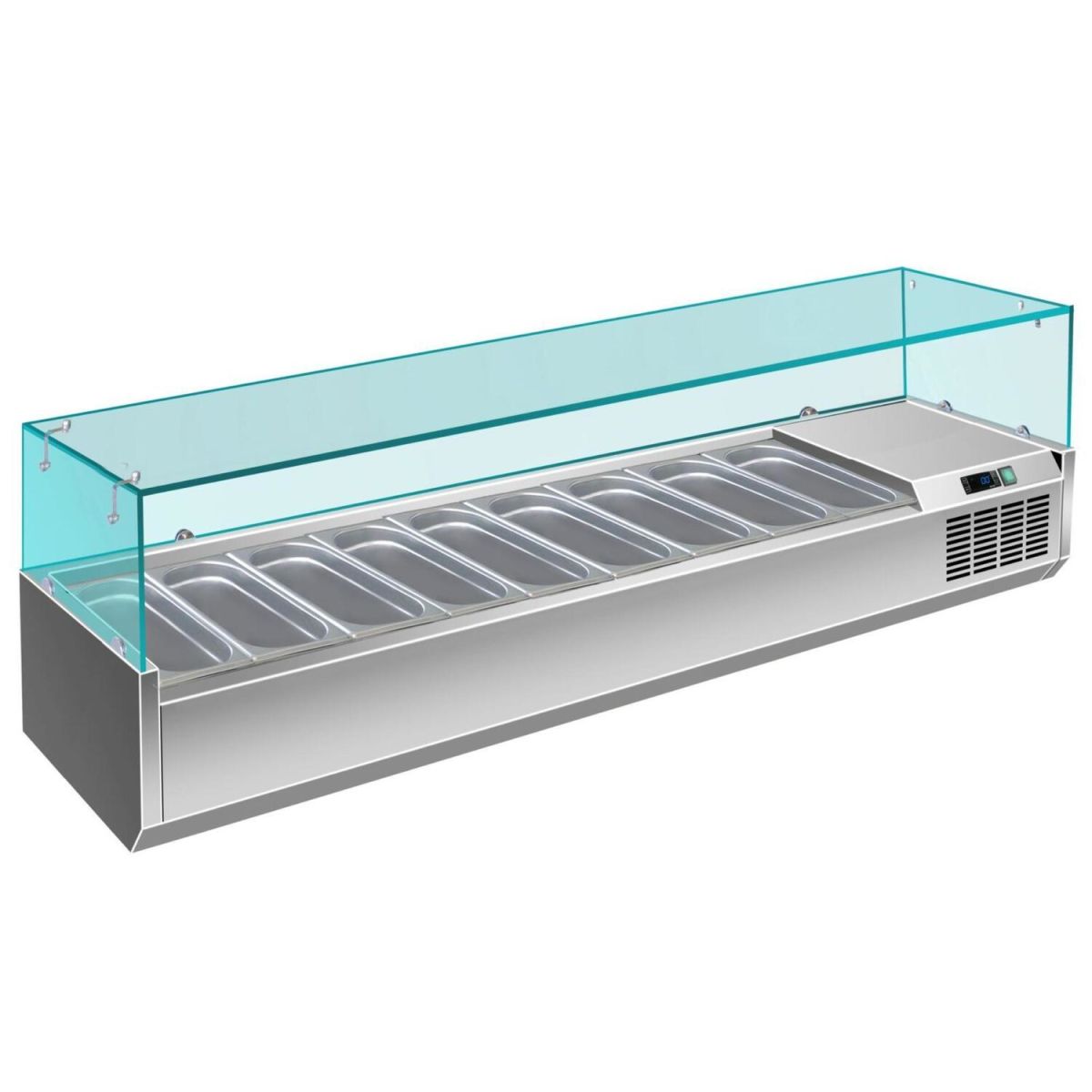 A&S Polarny Pizzakühlaufsatz mit Glasaufsatz 10x 1/3 GN 2000x395x460 mm 200x46x39.5 cm (BxHxT); edelstahl