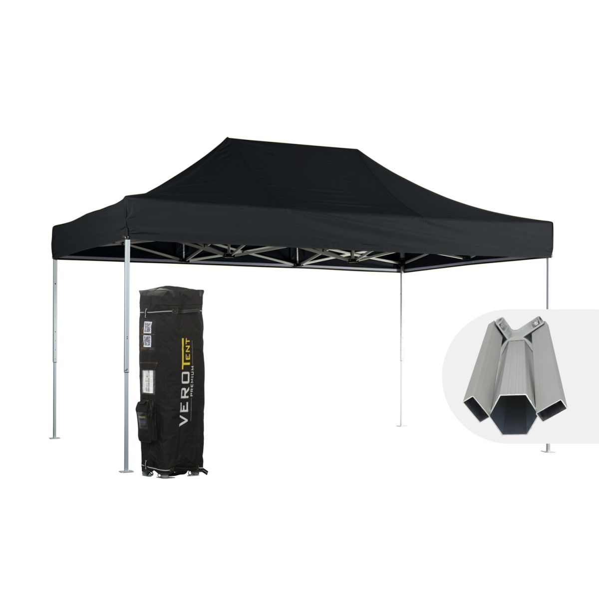 VeroTENT VeroTENT Faltpavillon 3x4,5m Budget50 mit Dach 300x450x330 cm (LxBxH); schwarz
