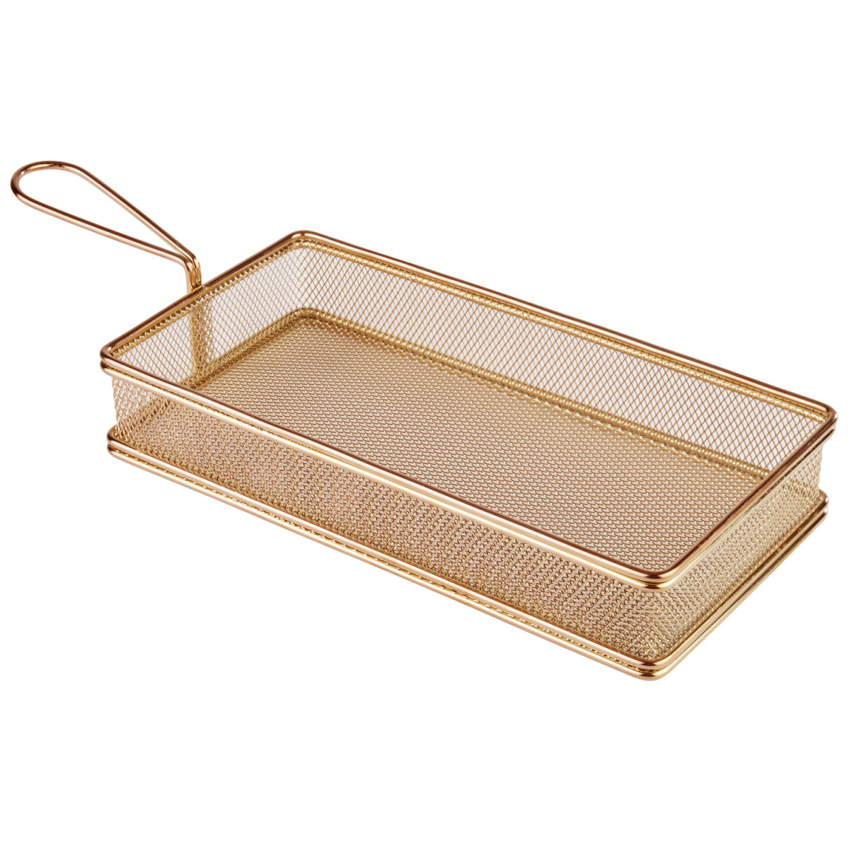 APS Servier-Frittierkorb SNACKHOLDER, Edelstahl, eckig 26x13x5 cm (LxBxH); gold; rechteckig