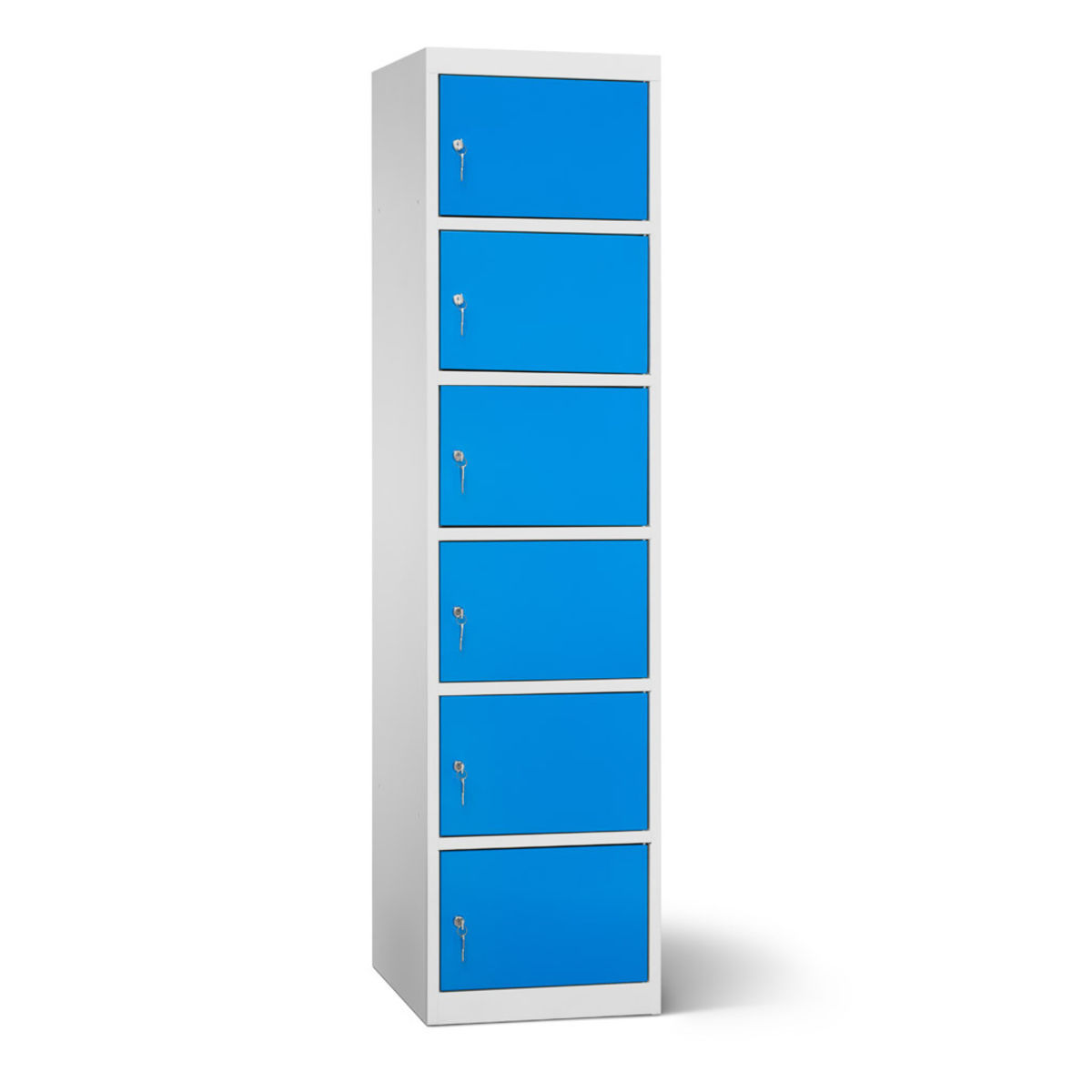 rotstahl Akku-Ladeschrank 6 Fächer mit lichtgrauem Korpus 45x180 cm (BxH); blau