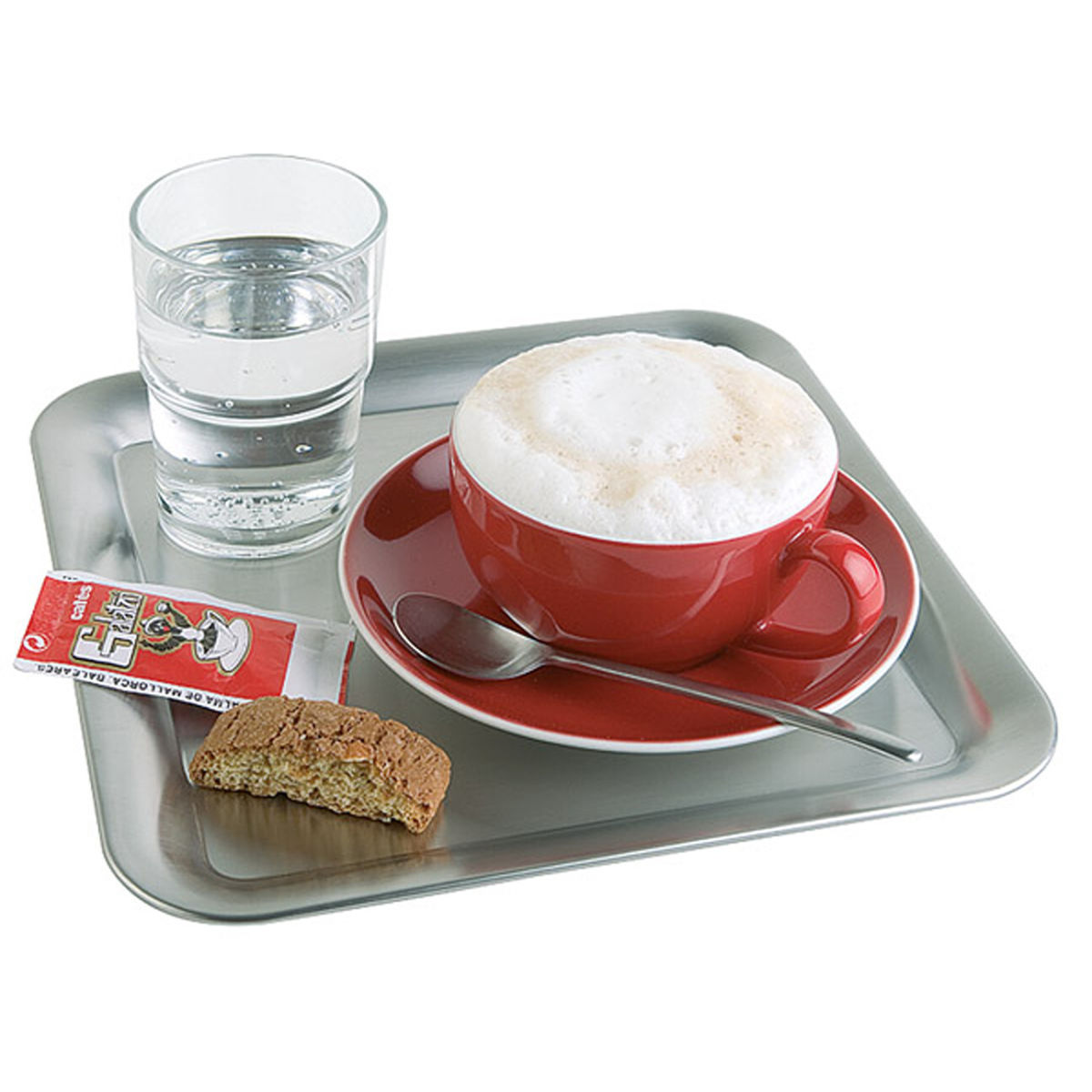 APS Serviertablett KAFFEEHAUS, Edelstahl, eckig, matt 23x23x1.5 cm (LxBxH); silber; quadratisch