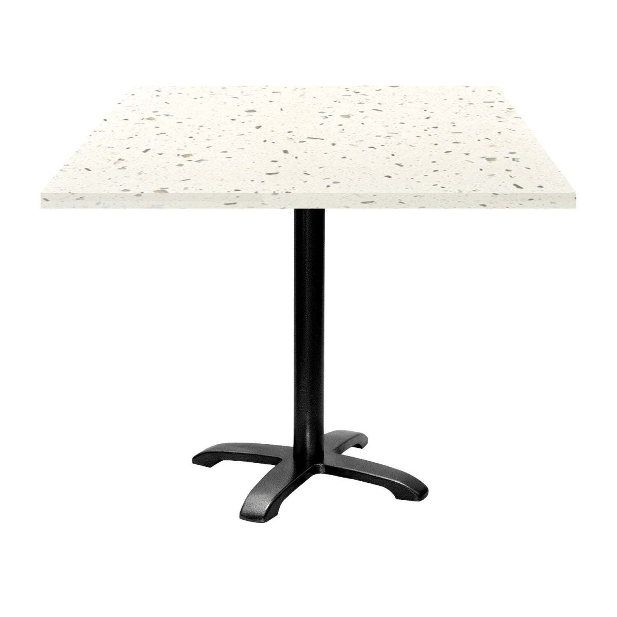 RestooTab Tisch Bazila quadratisch - Dekor Stein 90x90x74 cm (LxBxH); Platte terrazzo, Gestell schwarz; quadratisch