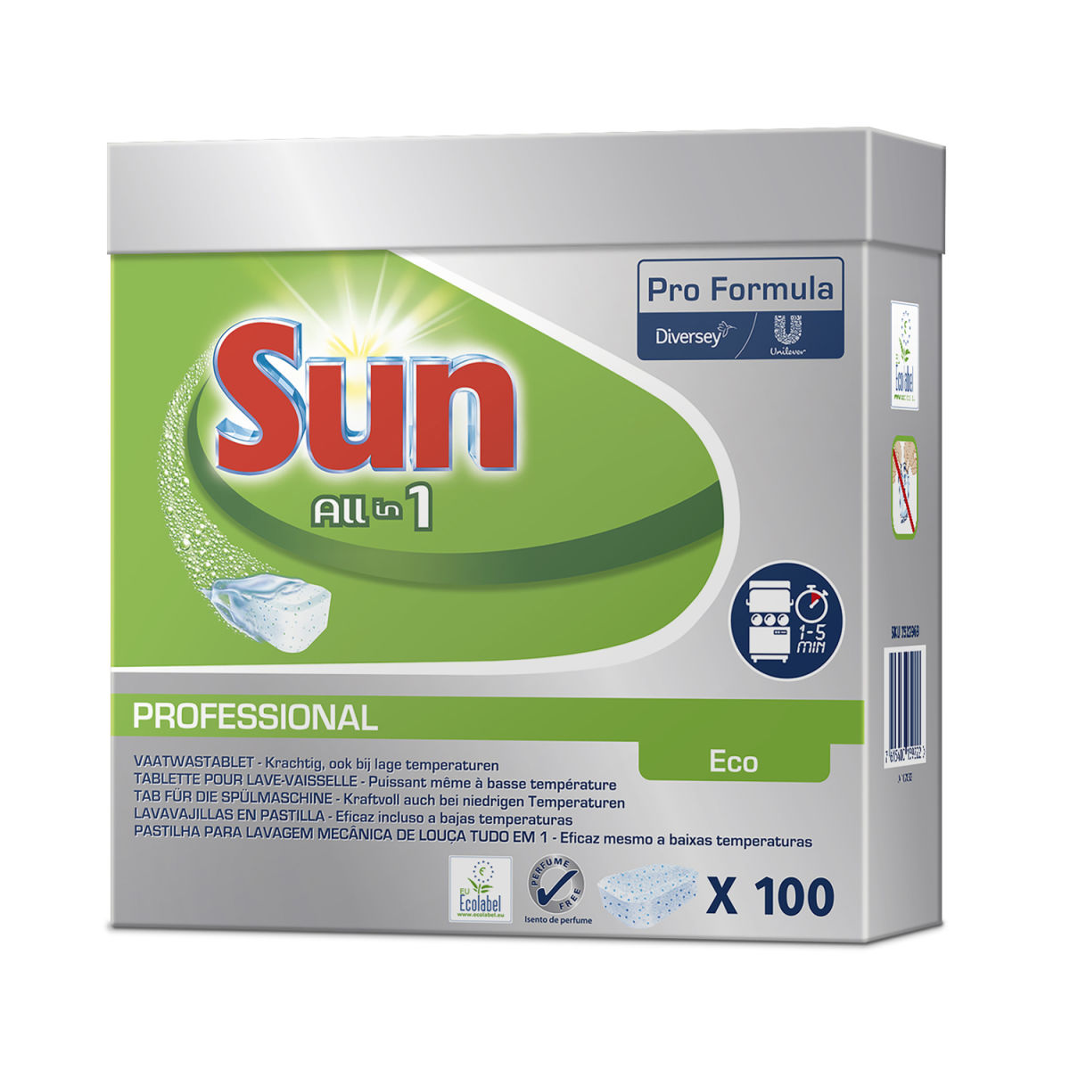 Diversey Sun Professional All in 1 ECO Tabs, Umweltfreundliche, mulitfunktionale Tabs für die Spülmaschine weiß; 5 Stück / Pack