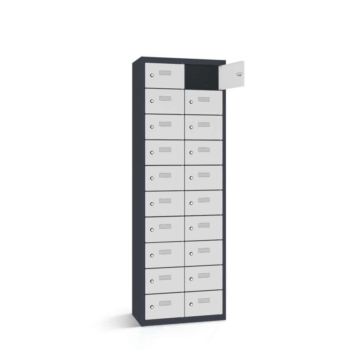 rotstahl Wertfachschrank 20 Fächer mit anthrazitgrauem Korpus 60x30x180 cm (BxTxH); hellgrau