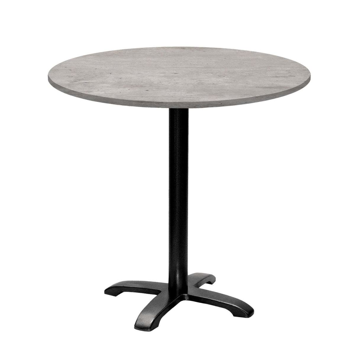 RestooTab Tisch Bazila rund - Dekor Stein 74x80 cm (HxØ); Platte grau/beton, Gestell schwarz; rund