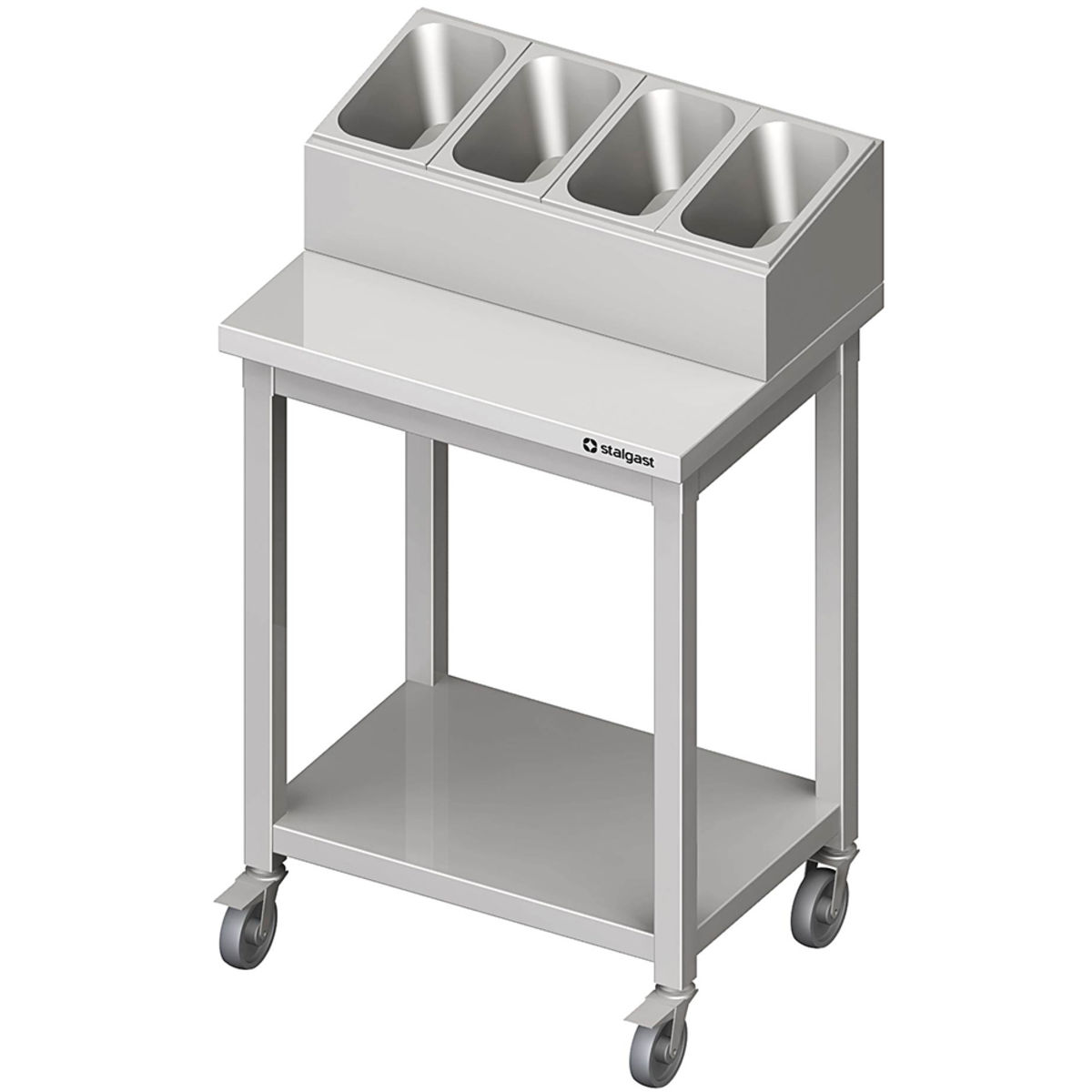 Stalgast Besteck- und Tablettwagen, verschweißt 81.7x110x50 cm (BxHxT); silber