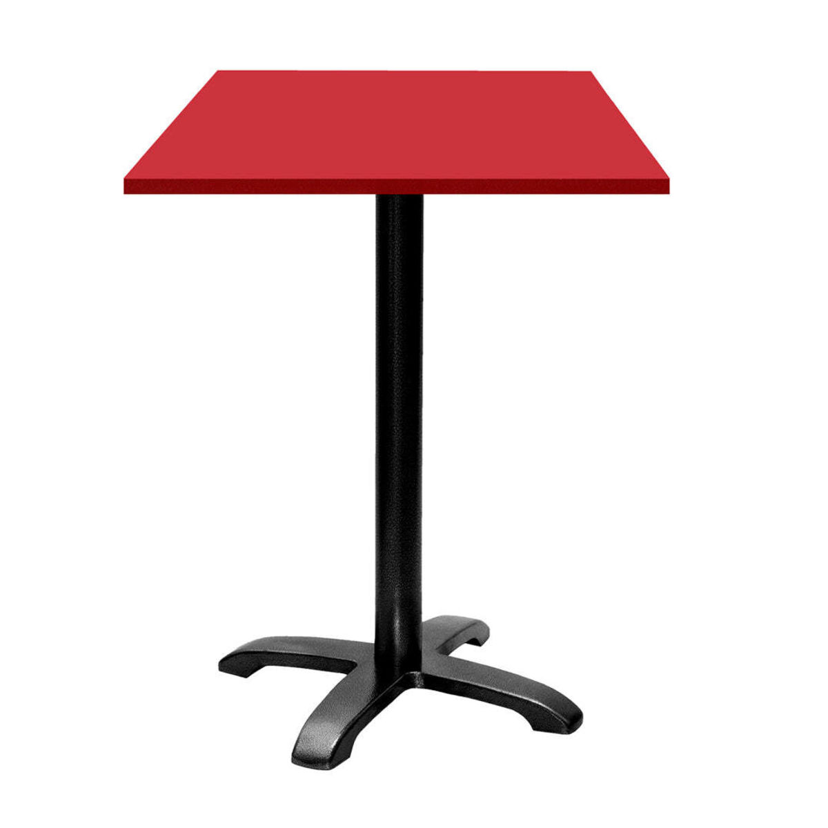 RestooTab Stehtisch Bazila quadratisch - Dekor Holz & Uni 60x60x112 cm (LxBxH); Platte rot, Gestell schwarz; quadratisch