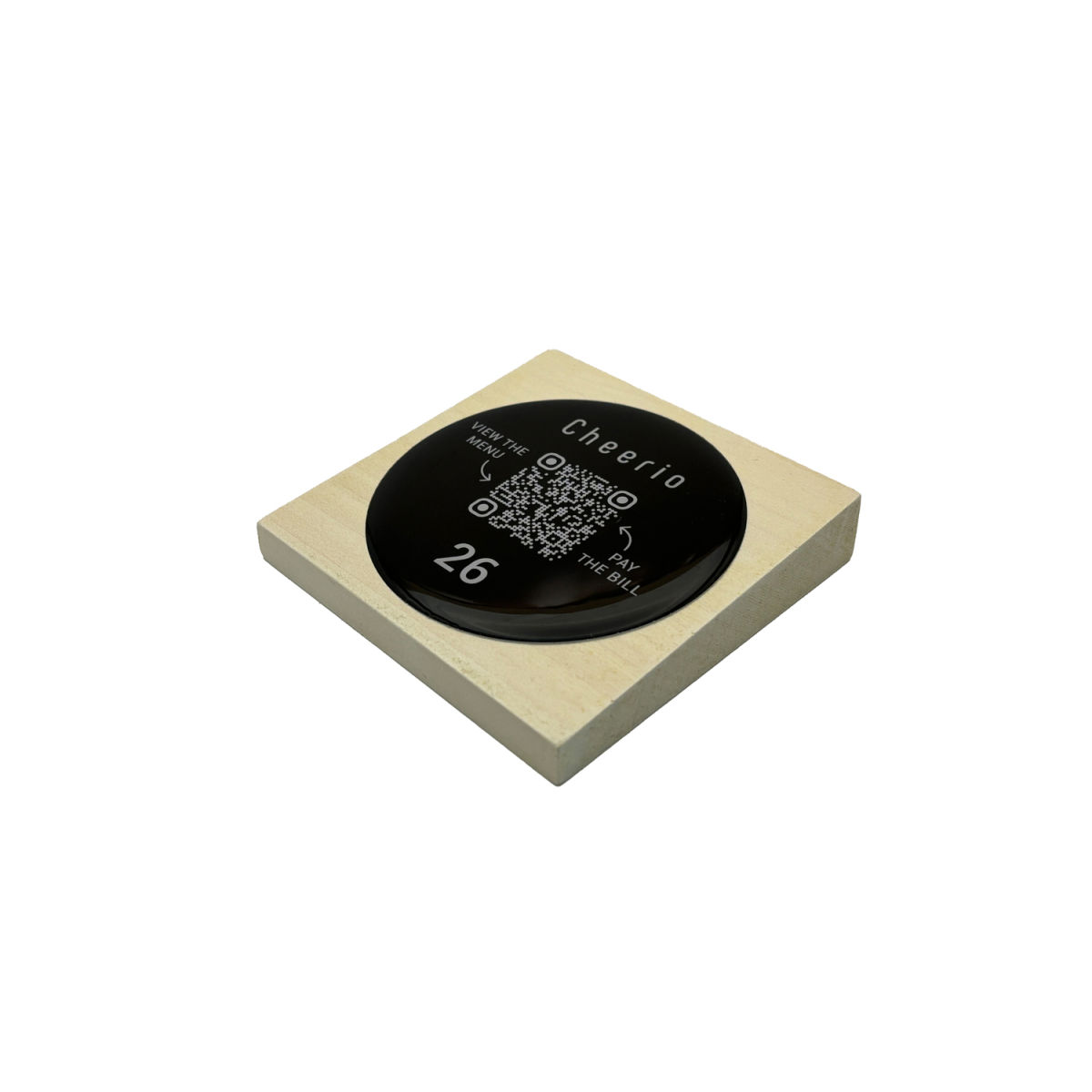 PRODUCTMATE Tischaufsteller liegend schräg mit QR-Code Aufkleber glänzend 11x11 cm (BxH); ahorn/weiß; 25 Stück / Pack