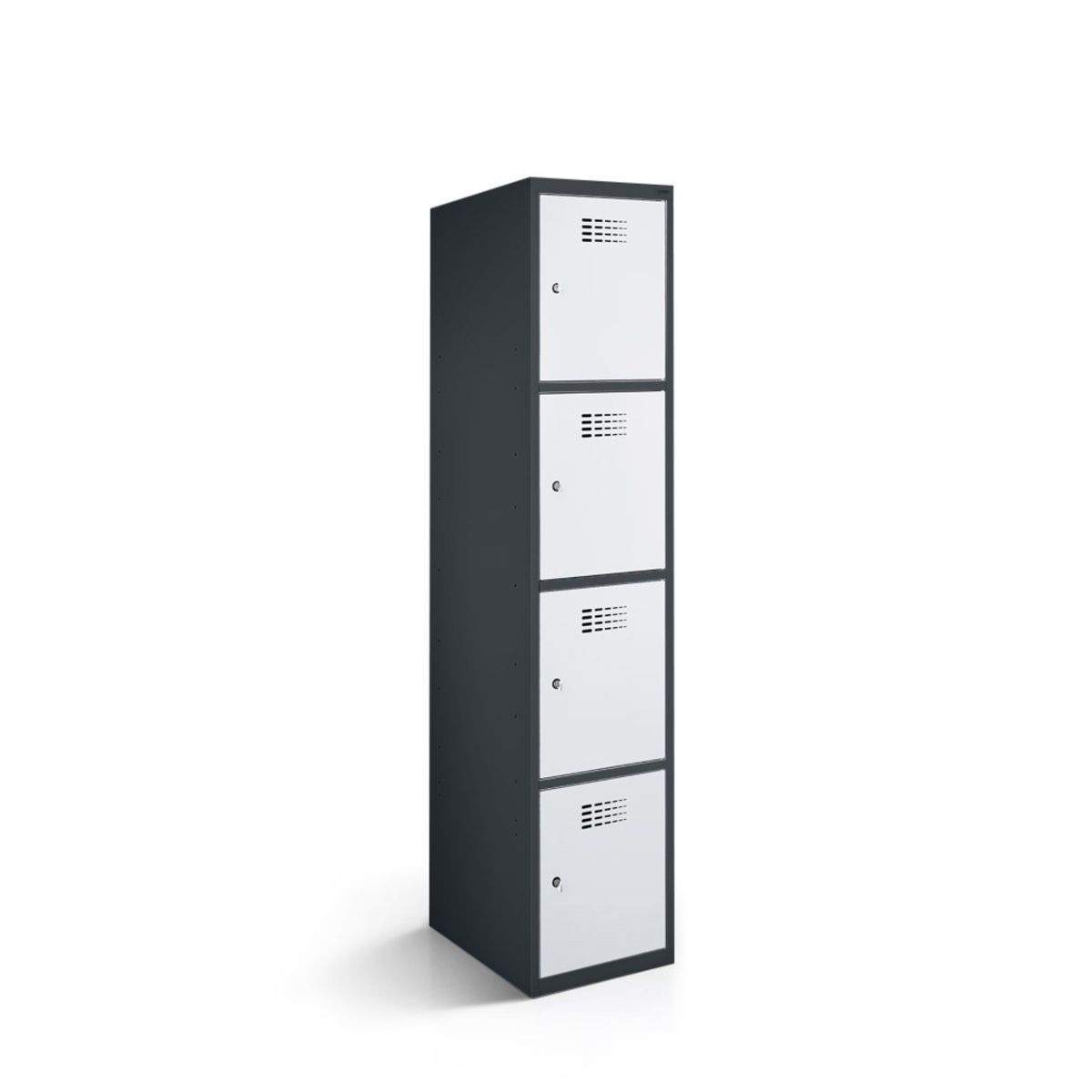 rotstahl Fächerschrank 4 Fächer mit anthrazitgrauem Korpus 40x50x180 cm (BxTxH); hellgrau