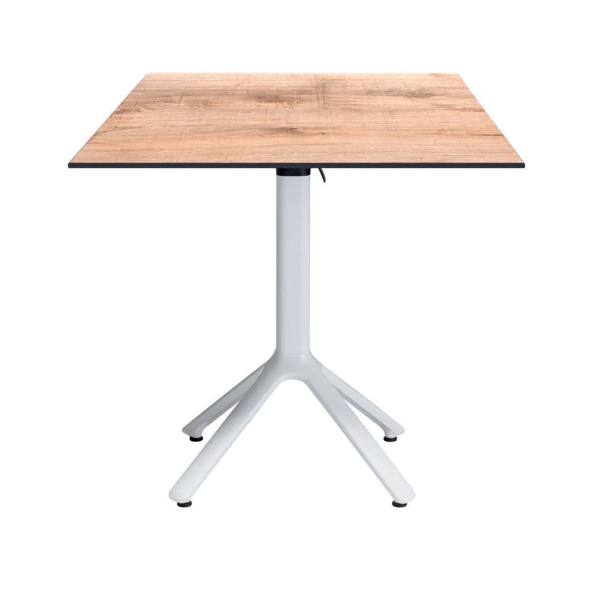 Tavolo pieghevole Nemo bianco da esterno 70x70 RestooTab; 70x70x74 cm (LxLxH); Piano tavolo quercia/marrone chiaro, struttura bianco; quadrata