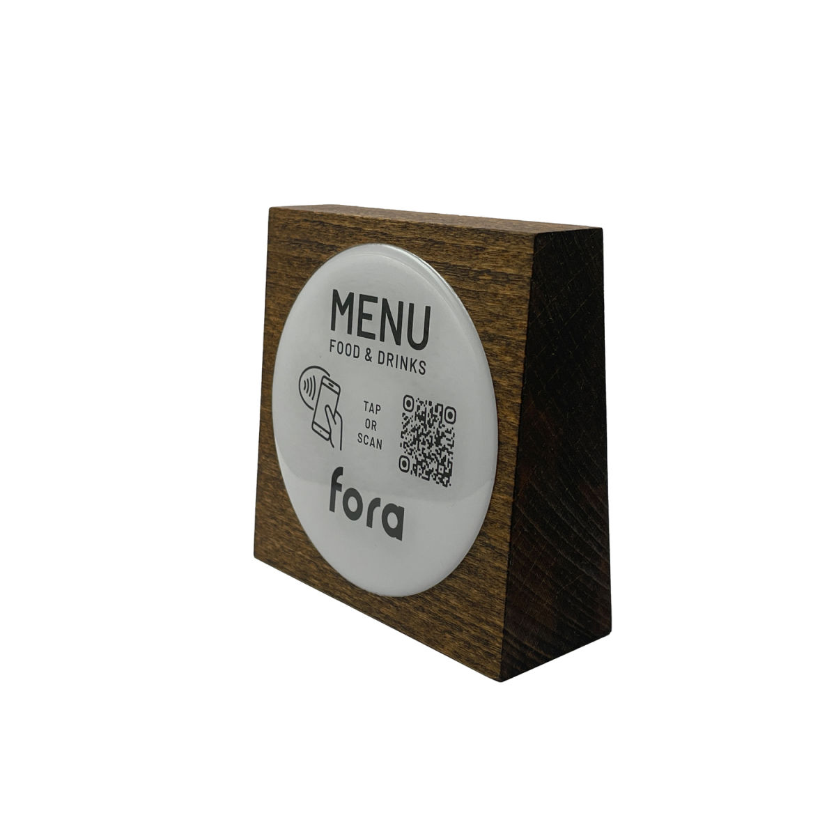 PRODUCTMATE Tischaufsteller stehend mit QR-Code Aufkleber glänzend und NFC-Chip 11x11 cm (BxH); buche/dunkelbraun; 25 Stück / Pack
