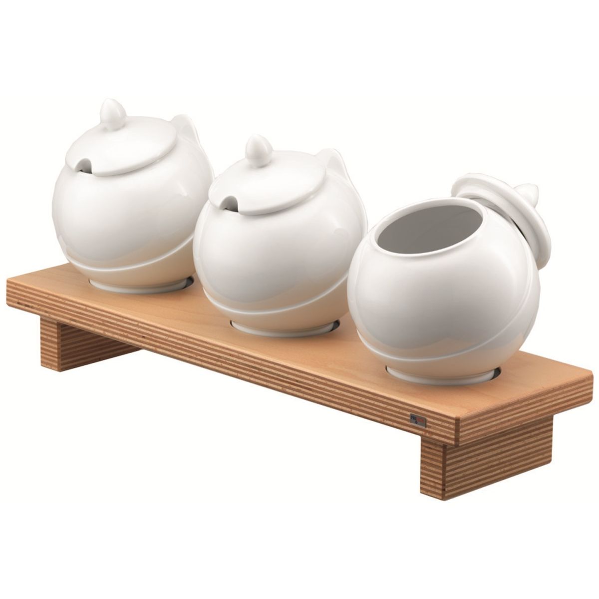 Frilich Condiment Display PURE NATURE 60x28.5x19 cm (BxHxT); braun/weiß