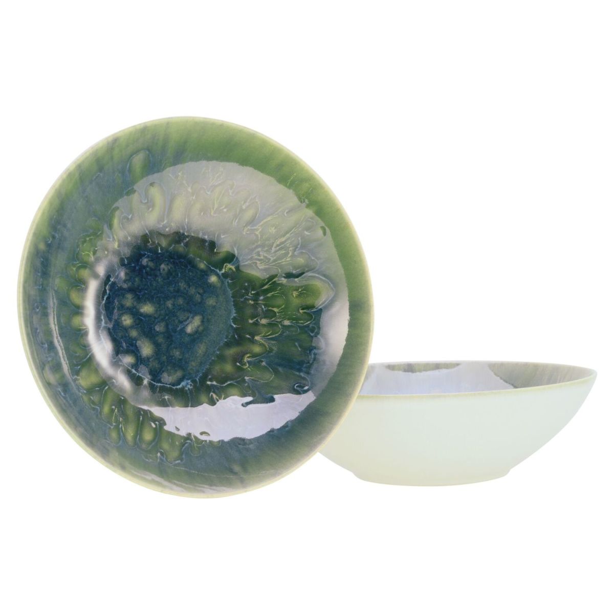 CreaTable Yuki - Salatschüssel 2-tlg 1500 ml, 24x7 cm (ØxH); grün/blau; rund; 2 Stück / Pack