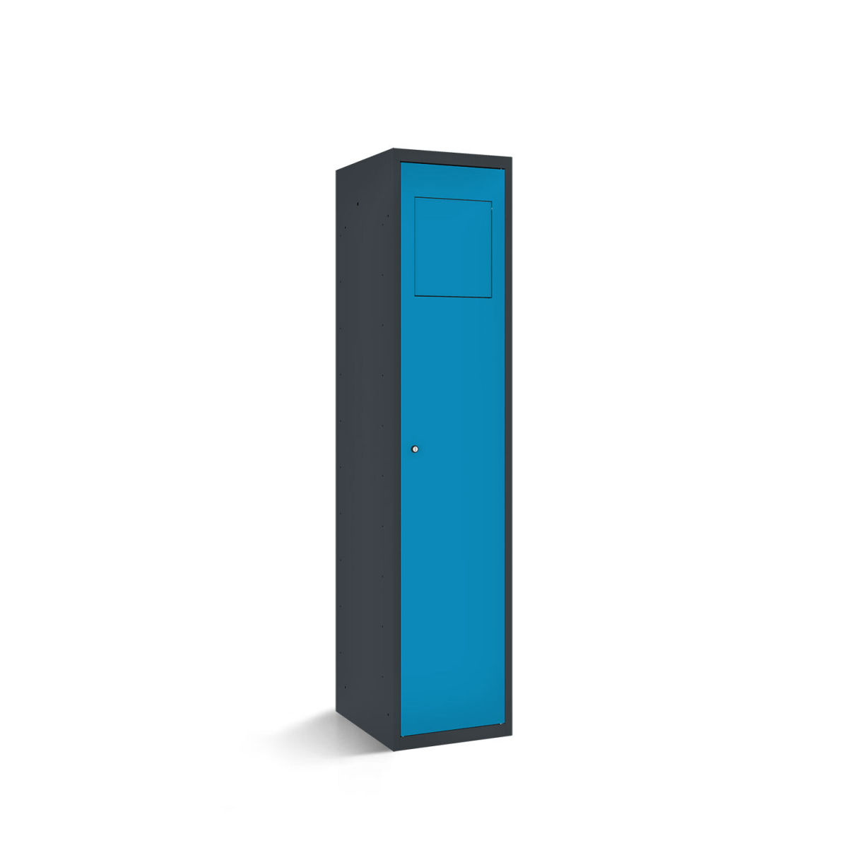 rotstahl Wäschesammelschrank mit Einwurfklappe mit anthrazitgrauem Korpus 40x50x180 cm (BxTxH); blau