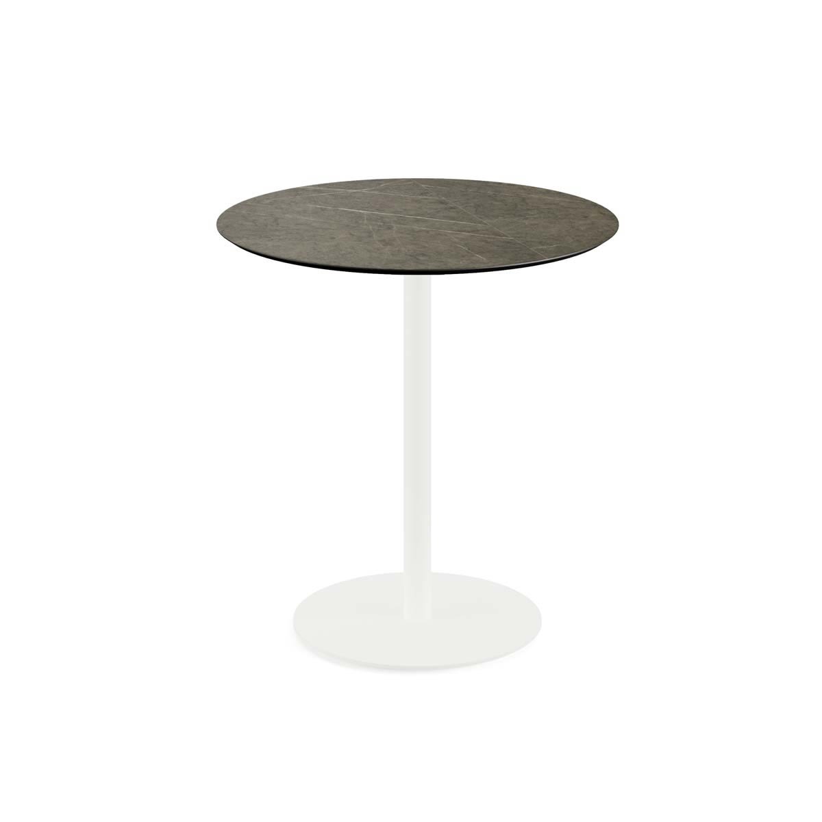 Feros Terrassentisch Urban Weiß Gestell + HPL rund 73.2x70 cm (HxØ); braun; rund