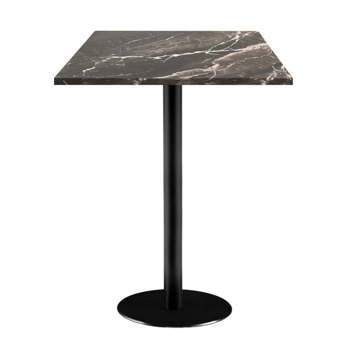 RestooTab Stehtisch Rome quadratisch - Dekor Stein 60x60x113 cm (LxBxH); Platte schwarz, Gestell schwarz; quadratisch